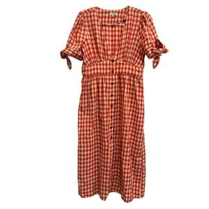 Moon River Red Gingham Midi Dress